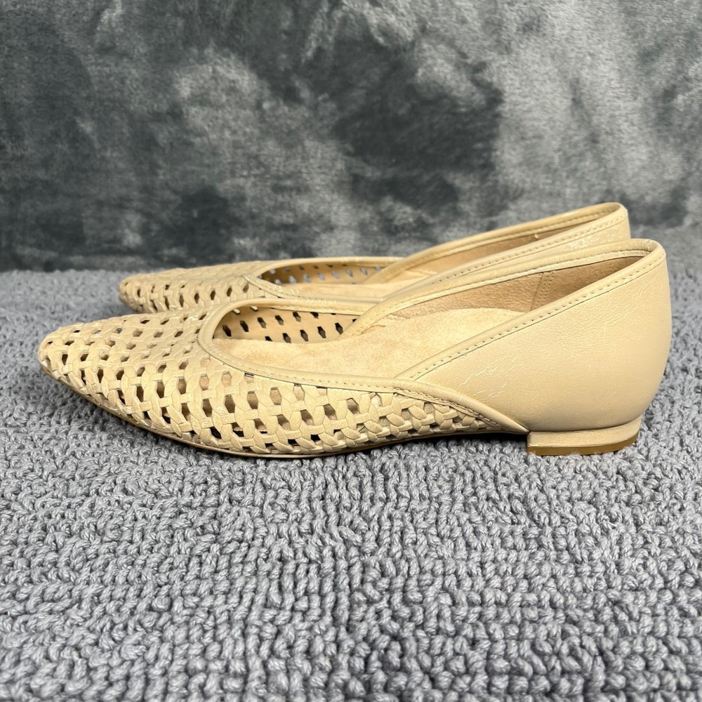 Vionic Minna Beige Woven Leather Pointed Toe Ballet Flats Womens 6 M